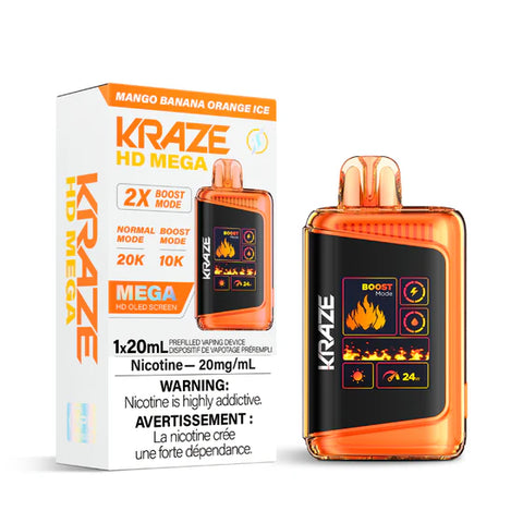 Kraze HD Mega Disposable Vape - 20K Puffs - Mango Banana Orange Ice