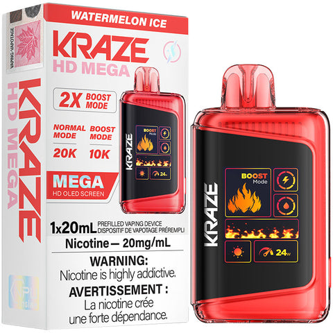 Kraze HD Mega Disposable Vape - 20K Puffs - Watermelon Ice
