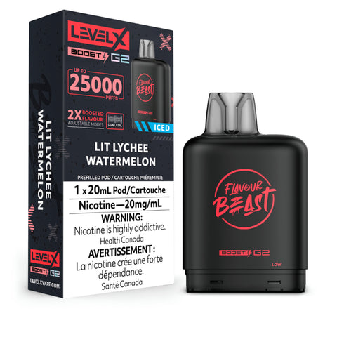 Level X Flavour Beast BOOST Pod - 25K Puffs - Lit Lychee Watermelon