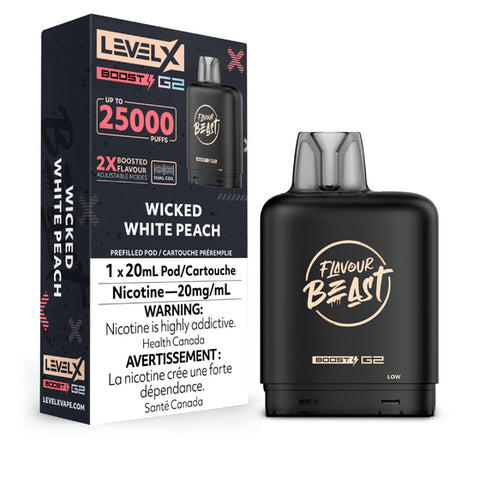 Level X Flavour Beast BOOST Pod - 25K Puffs - Wicked White Peach