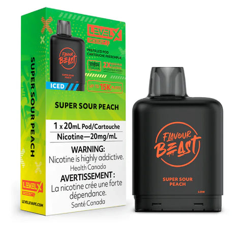 Level X Flavour Beast BOOST Pod - 15K Puffs - Super Sour Peach Iced